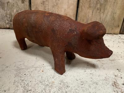 Cast Iron Rusty Pig Statue (Small) Free Shipping Browse