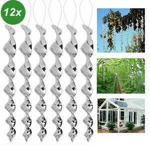 12 pcs Bird Repellent Wind Twisting Scare Rods Reflective Spiral 30cm Long Official Site