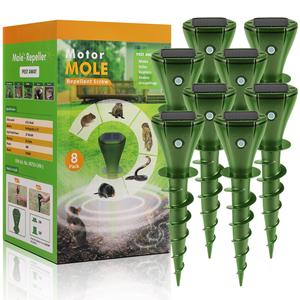 Mole Repellent Solar Powered, Sonic Mole Repellent Mole Trap for Lawns, Screw Gopher Snake Groundhog Vole Trap Outdoor with 3 Vibration Modes Anti-Adapt, Quiet, Chemical Free Mole Stakes,8pcs Countdown Package Cheap Pice