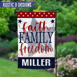 Faith Family Freedom USA Patriotic Personalized Home Garden Flag 12"x18" Outlet Best Sale