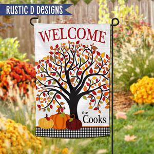 Fall Colors Welcome Personalized Home Garden Flag 12"x18" With Paypal Sale Online