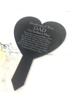 'Thinking of you' DAD Fathers Day standard heart memorial plaque Clearance Shop