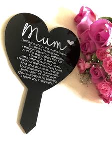 'Mum' Mother's Day memorial heart plaque grave marker Free Shipping Pay With Visa