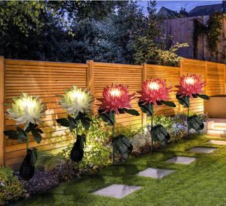 30" Chrysanthemum Solar Garden Stake LED Sale Original