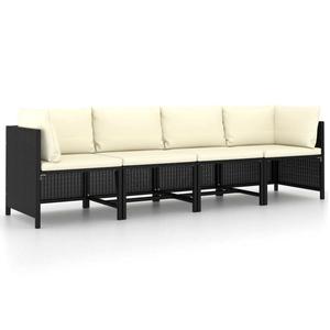 4-Seater Garden Sofa with Cushions Black Poly Rattan Buy Cheap Explore