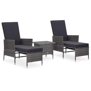 3 Piece Garden Lounge Set with Cushions Poly Rattan Gray Huge Surprise Cheap Pice