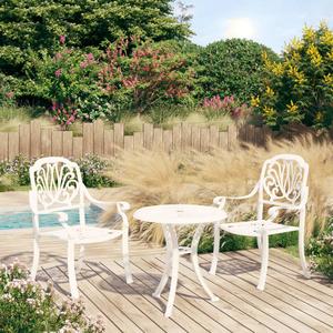 3 Piece Bistro Set Cast Aluminum White Brand New Unisex Sale Online