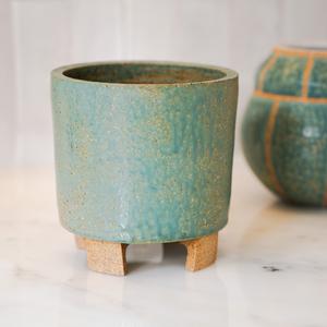 'Footed Plant Pot' (Turquoise) Pottery by Emily Davis Buy Cheap Largest Supplier