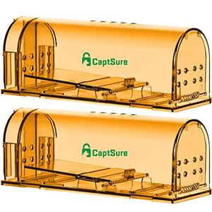 CaptSure 2-Pack Humane Mouse Traps Indoor for Home - Catch and Release, Small Live Mice Traps for House Indoor & Outdoor - Reusable Catcher & No Kill Traps for Rodent/Voles/Hamsters/Moles Clearance Deals