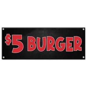 $5 Burger Banner Low Pice Fee Shipping Sale Online