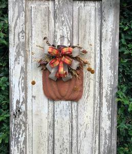Burlap Pumpkin Fall door hanger Sale Pre Order