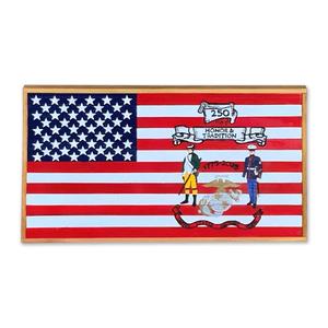 250th USMC Birthday Barnwood Flag (Hand Painted)* Outlet Popular