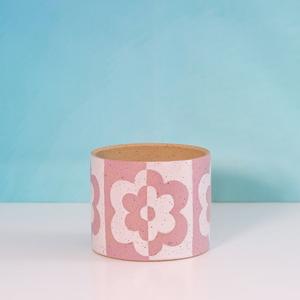 Glazed Stoneware Planter with Op Art Flower Pattern Inexpensive Cheap Online