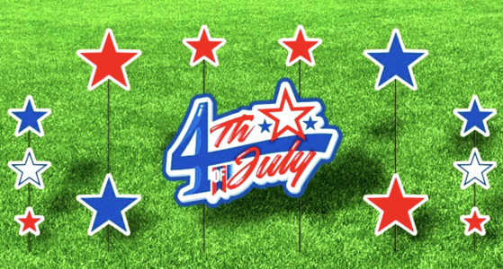 4th Of July Yard sign. Large sign full of star 75 inches long x36 tall with 12 stars Enjoy Cheap Pice