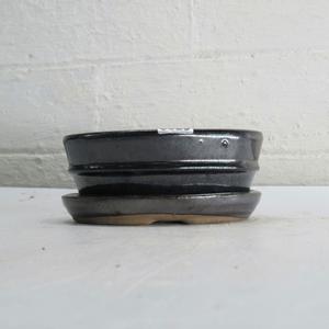 12cm Glazed Bonsai Pot | Oval | 12cm x 9cm x 5cm | Silver | With drip tray For Nice Cheap Online