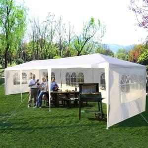 Heavy Duty Canopy Event Tent-10'x30' Outdoor White Gazebo Party Wedding Tent, Sturdy Steel Frame Shelter w/5 Removable Sidewalls Waterproof Sun Snow With Credit Card Cheap Online