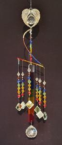 Beautiful Rainbow/Chakra theme spiral suncatcher with Angel Wing heart Sale Deals