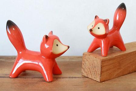 1 Pair ceramic foxes - home decor - garden decor Cheap Discounts