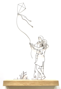 'Up, Up and Away' - Wire and Wood Sculpture Reliable For Sale