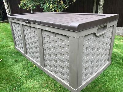 XXL Sit On Lid Rattan Effect Storge Box Mocha - 634L Discount Cheap Online
