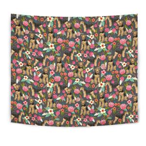 Airedale Terrier Dog Floral Print Tapestry-Free Shipping Cheap Sale Good Selling