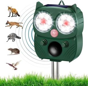 PHIMINNEX Solar Animal Repeller, Ultrasonic Repellent, Motion Detection, LED Flashing Light, Dog, Cat Repellent, Squirrel, Raccoon, Skunk, Rabbit, Rodent, Fox, Deer, etc. Browse