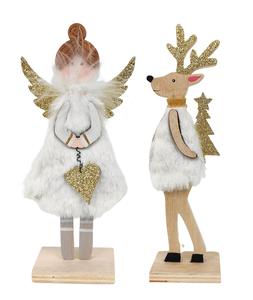 Fluffy Reindeer and Angel Holding Star Standing Decorations Buy Cheap Outlet