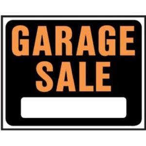 "Garage Sale" Sign, Hy-Glo Orange/ Black Plastic,  15 x 19-In. Free Shipping 2025