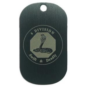LASER ENGRAVED BLACK ANODIZED LOGO DOG TAG - SWIFT AND DEADLY (6 DIVISION) Buy Cheap For Cheap