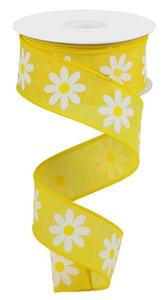 1.5" Daisy Ribbon: Yellow/White - 10yds Cheap Store