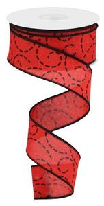 1.5" Dashed Swirl Ribbon: Red/Black - 10yds Cheap Low Shipping Fee