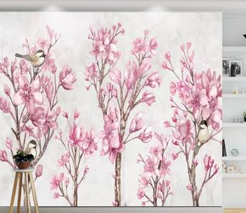 3D Pink Flower Magpie WC714 Wall Murals Discount The Cheapest