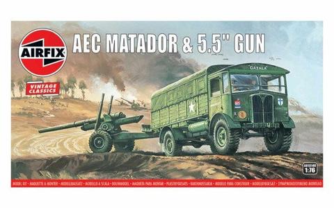 Airfix 01314V 1/76 Vintage Classics: AEC Matador and 5.5-Inch Gun Clearance Extremely