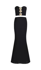 3D FLOWER EMBELLISHED SET IN BLACK Affordable Online