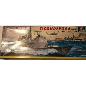 1980 tals modell ITALERI U.S.S. TICONDEROGA CG-47 MISSILE CRUISER 1:350 NO 553 Byggsats Excellent Sale Online