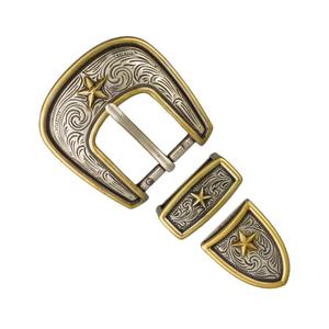 IVAN Two-Tone Star Engraved Buckle Set Clearance Footlocker Finishline