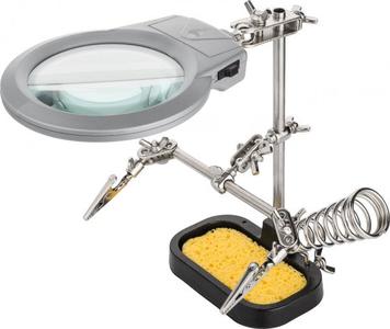 Dritte Hand mit Echtglas Lupe, LED Beleuchtung und Ltkolbenhalterung Outlet Largest Supplier