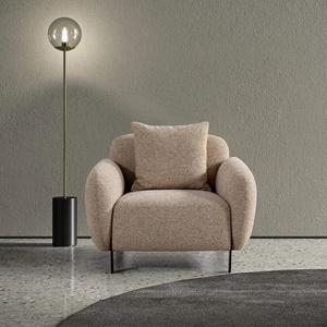 Modern Mixed Weave Fabric 1 Seater Sofa TALC Discount Sale Online