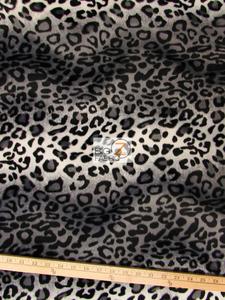 White/Grey Velboa Leopard Animal Short Pile Fabric / By The Roll - 25 Yards Pre Order