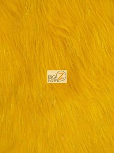 Yellow Solid Shiny Tinsel Long Pile Faux Fur Fabric / Sold By The Yard Discount 2025 New