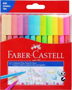 Faber-Castell Connector Pen Neon Pastel, Set of 12-155582 New For Sale