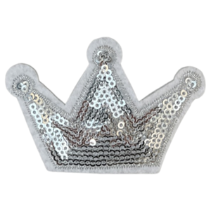 Kroon Paillette Strijk Embleem Patch Zilver Wit Huge Surprise Cheap Online