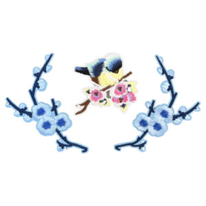 Bloesem Bloemen Vogel Strijk Embleem Patch Set Blauw Buy Cheap Discount