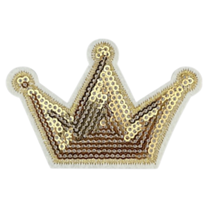 Kroon Paillette Strijk Embleem Patch Goud Wit Visit