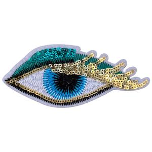 Oog Paillette Wimpers Strijk Embleem Patch Rechts Supply Online