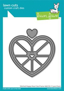 Lawn Fawn - Stitched Happy Heart Geo Frame Add-On Genuine For Sale