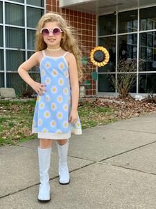 Blue Daisy Lycra Fabric Cheap Sale Outlet