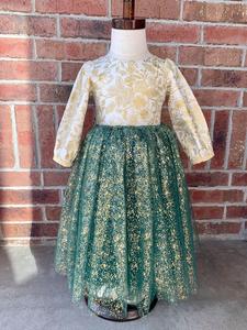 Evergreen With Gold Splatter Tulle Discount Store