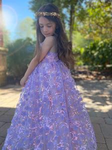 3D Purple Sequin Flowers on Soft Tulle Discount Manchester