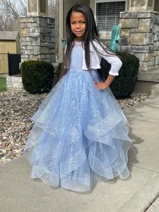 Iridescent Splatter on Powder Blue Tulle Discount Professional